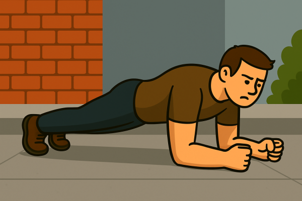 Ilustración en estilo plano de un hombre haciendo una rutina para adelgazar en casa para principiantes